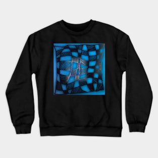 Twisted Checkers in Blue Crewneck Sweatshirt